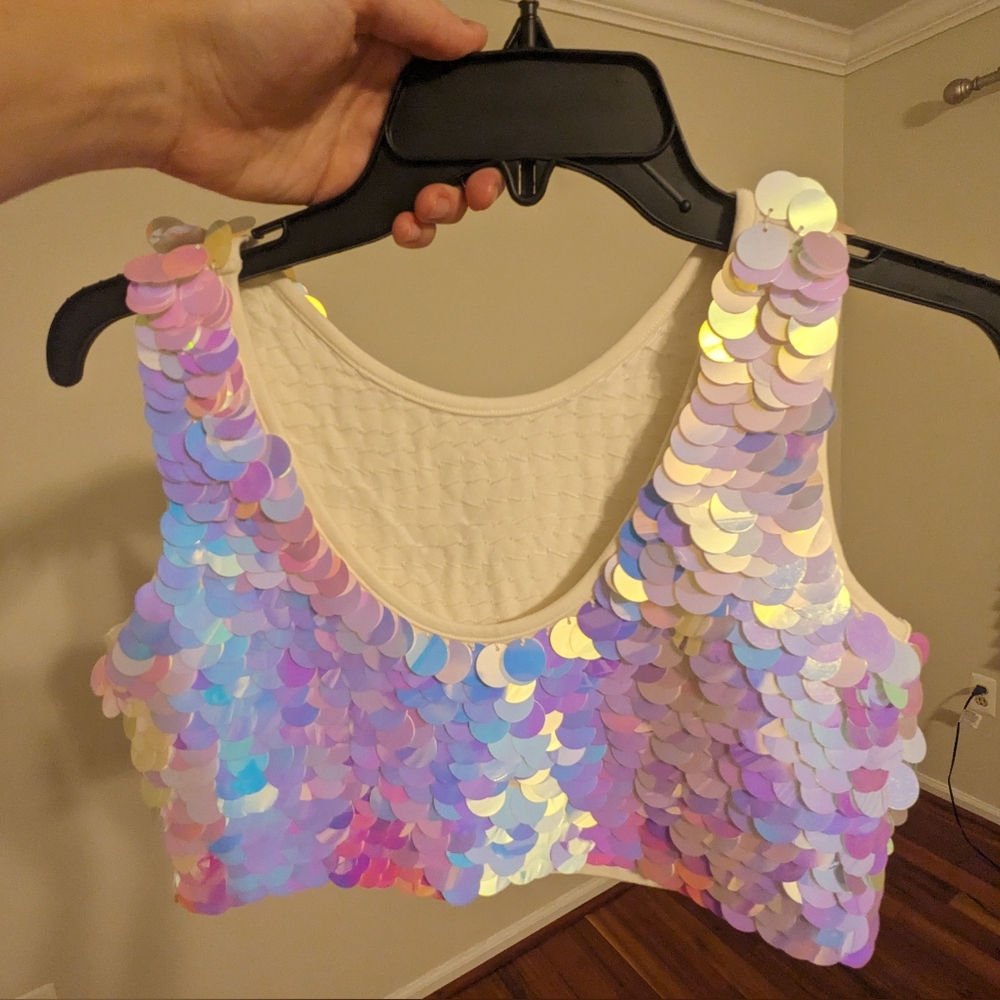 Rosa Bloom Twinks Sequin Crop - Opal - Perfect for Eras tour!
